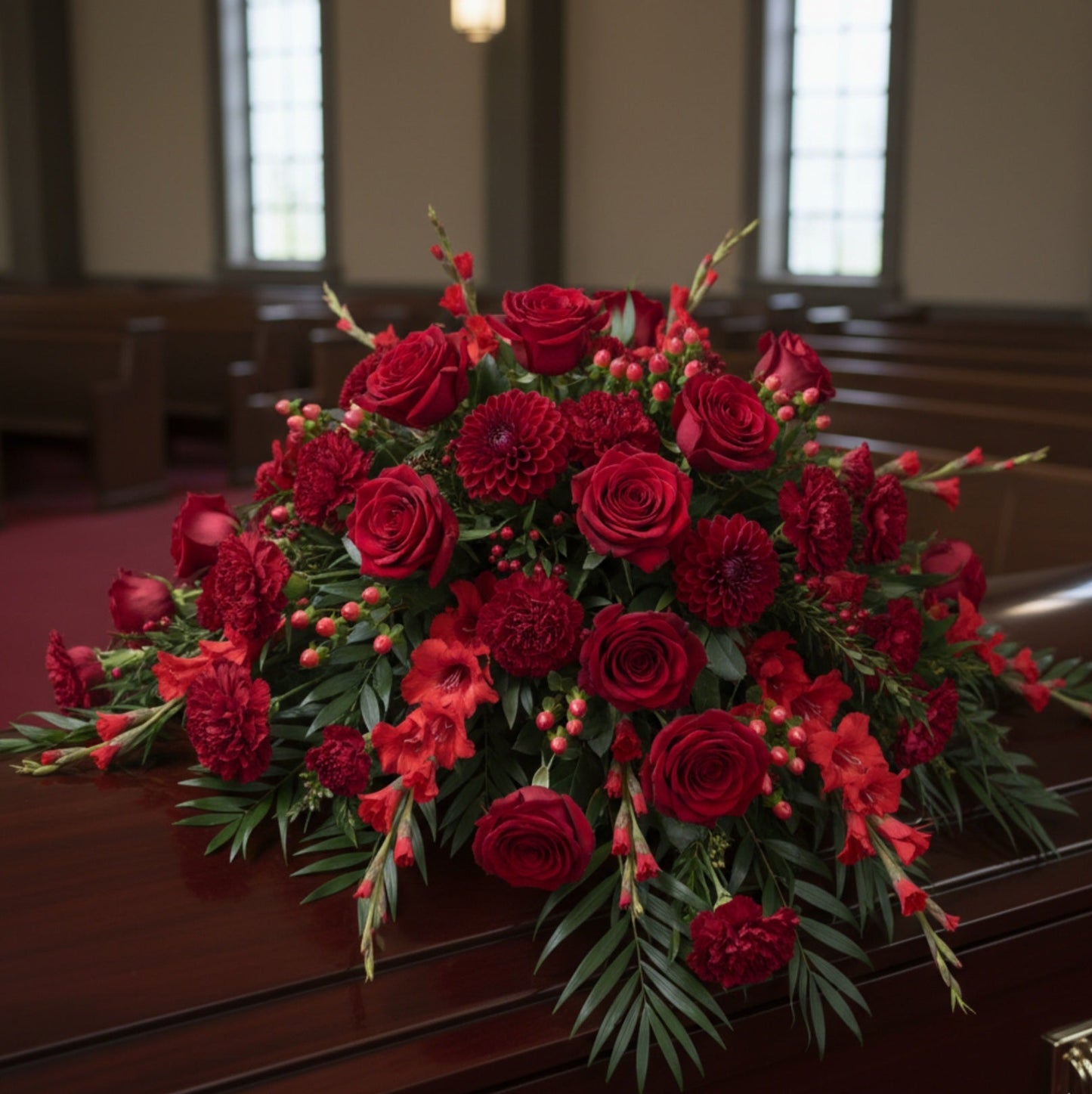 The Crimson Tribute Casket Spray
